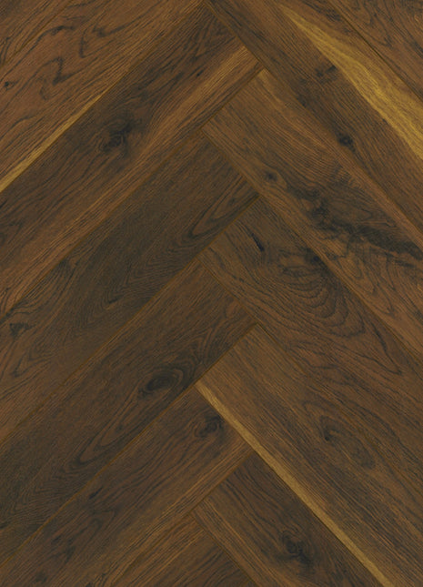 Smoked Cathedral Oak Herringbone Aqua 12mm AC5